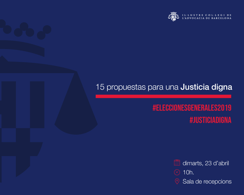CONVOCATÒRIA: Debat a l'ICAB amb representants dels partits polítics amb representació al Congrés per analitzar els seus programes de Justícia