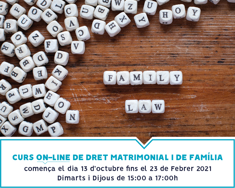 El 13 de octubre comienza el curso ON-LINE de Derecho Matrimonial y de Familia del Colegio de la Abogacía de Barcelona