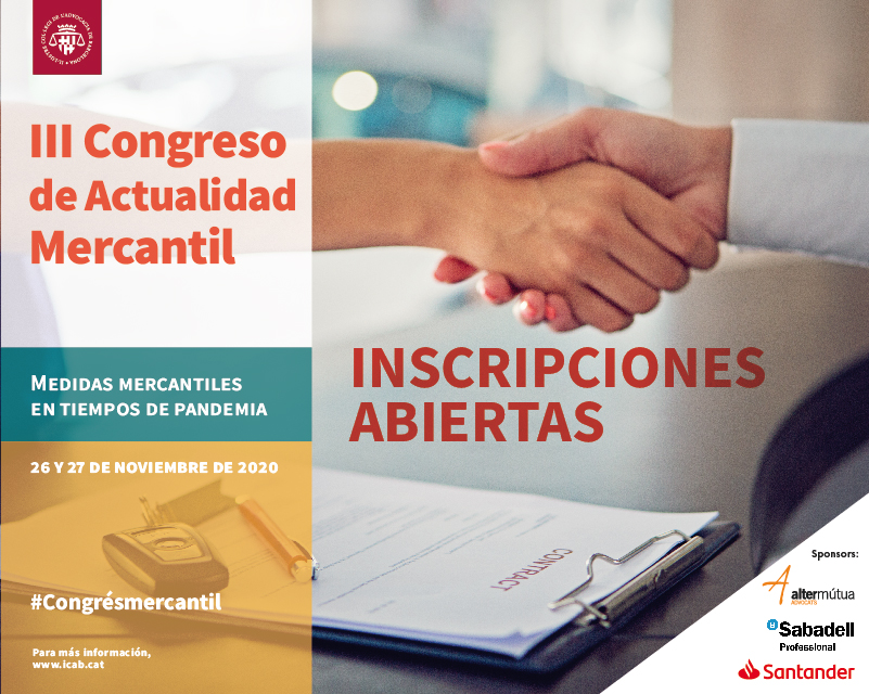 III Congreso on-line de Actualidad Mercantil. Medidas mercantiles en tiempos de pandemia. INSCRIPCIONES ABIERTAS!!!!!